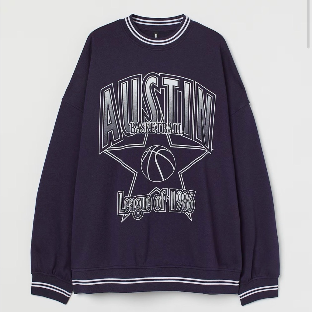 Austin Basketball Graphic Crewneck Sweatshirt Retro Sports Style